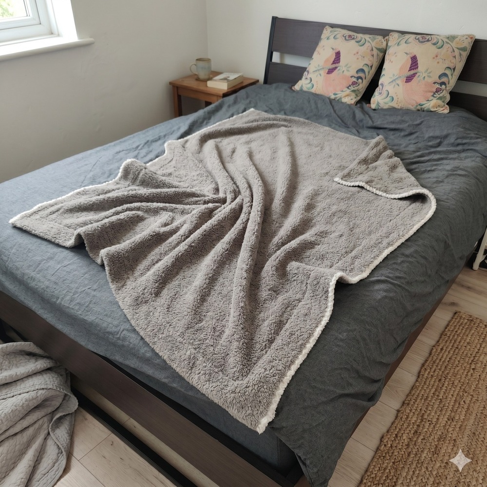 Barefoot Dreams CozyChic Blanket OS Gray Trim Throw Cozy‎ Minimalist Luxury